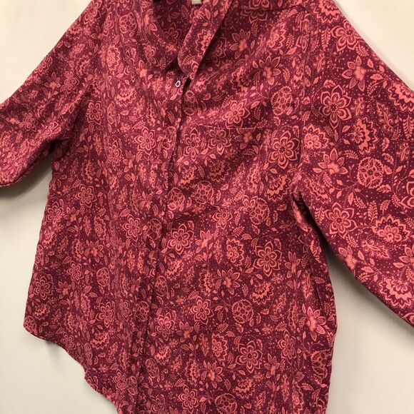 WOMAN WITHIN Long Sleeve Button Up Blouse Plus Sz 1X (22/24) Raspberry Pink Top - Picture 2 of 9